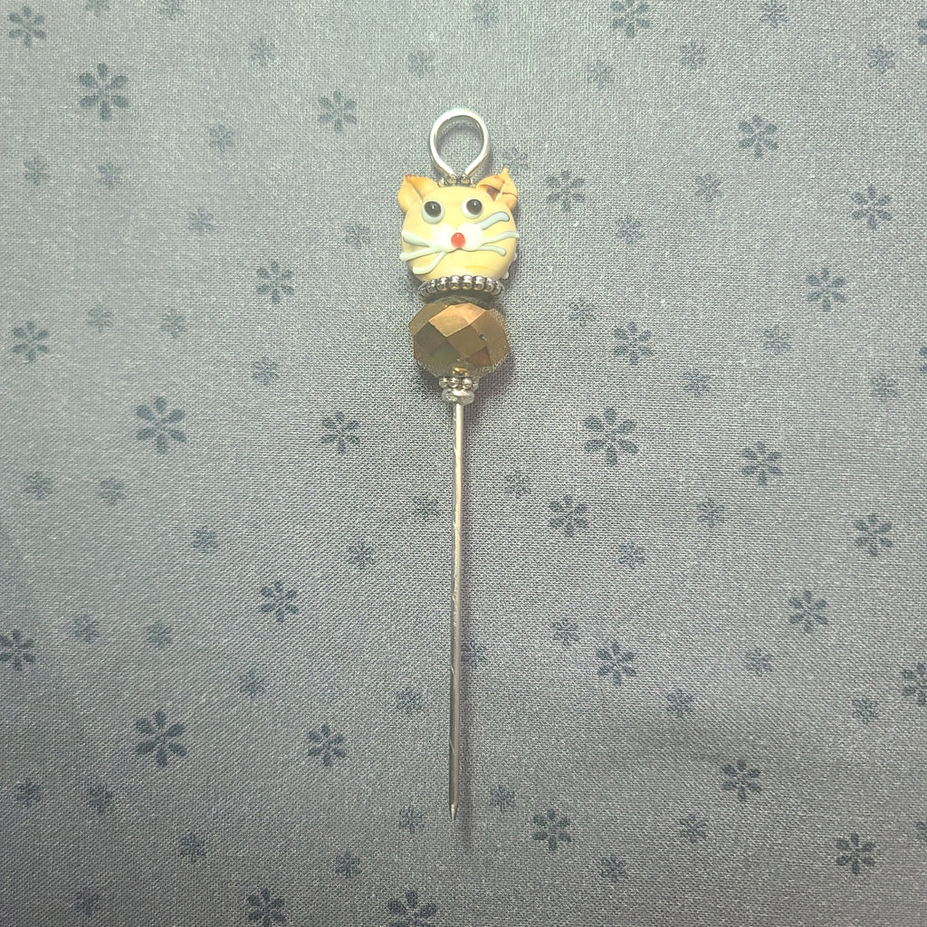 Stiletto-Smaller Tan Kitty with Gold Disco Ball Bead
