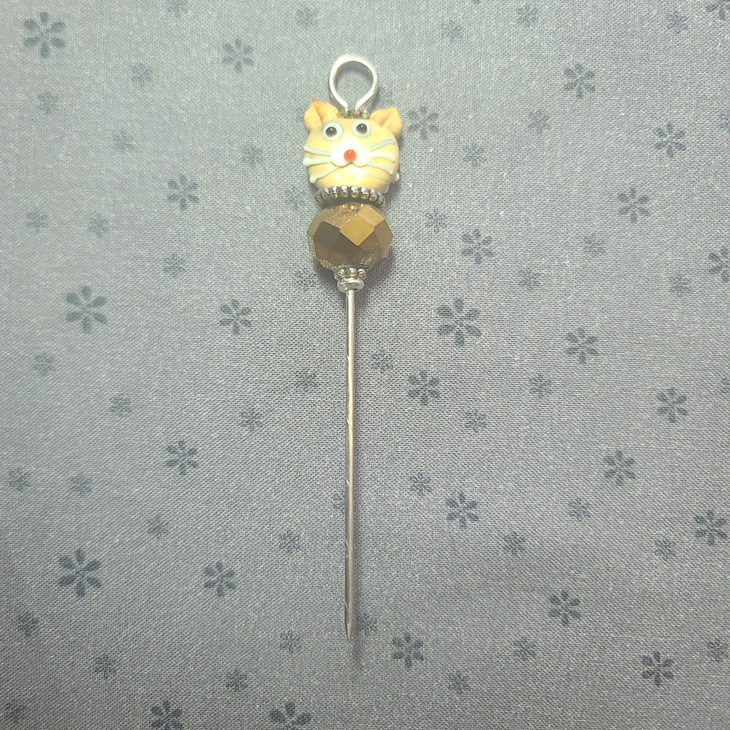 Stiletto-Smaller Tan Kitty with Gold Disco Ball Bead