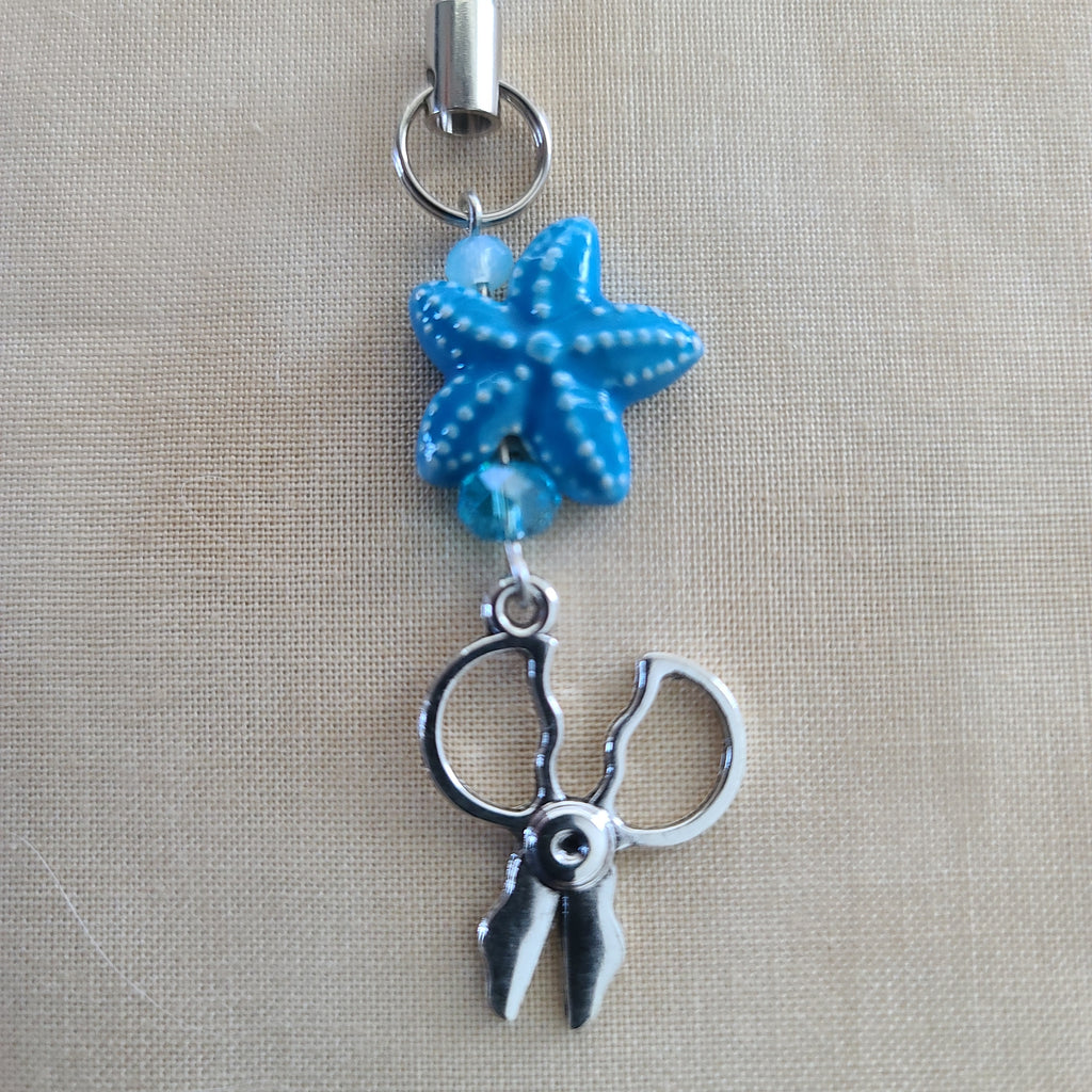 Scissor Charm - Blue Starfish