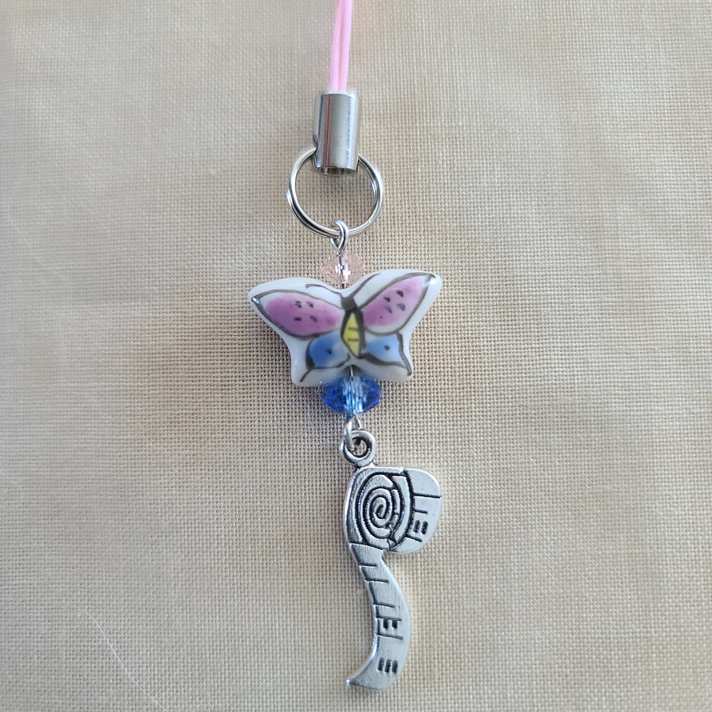 Scissor Charm - Pink and Blue Butterfly