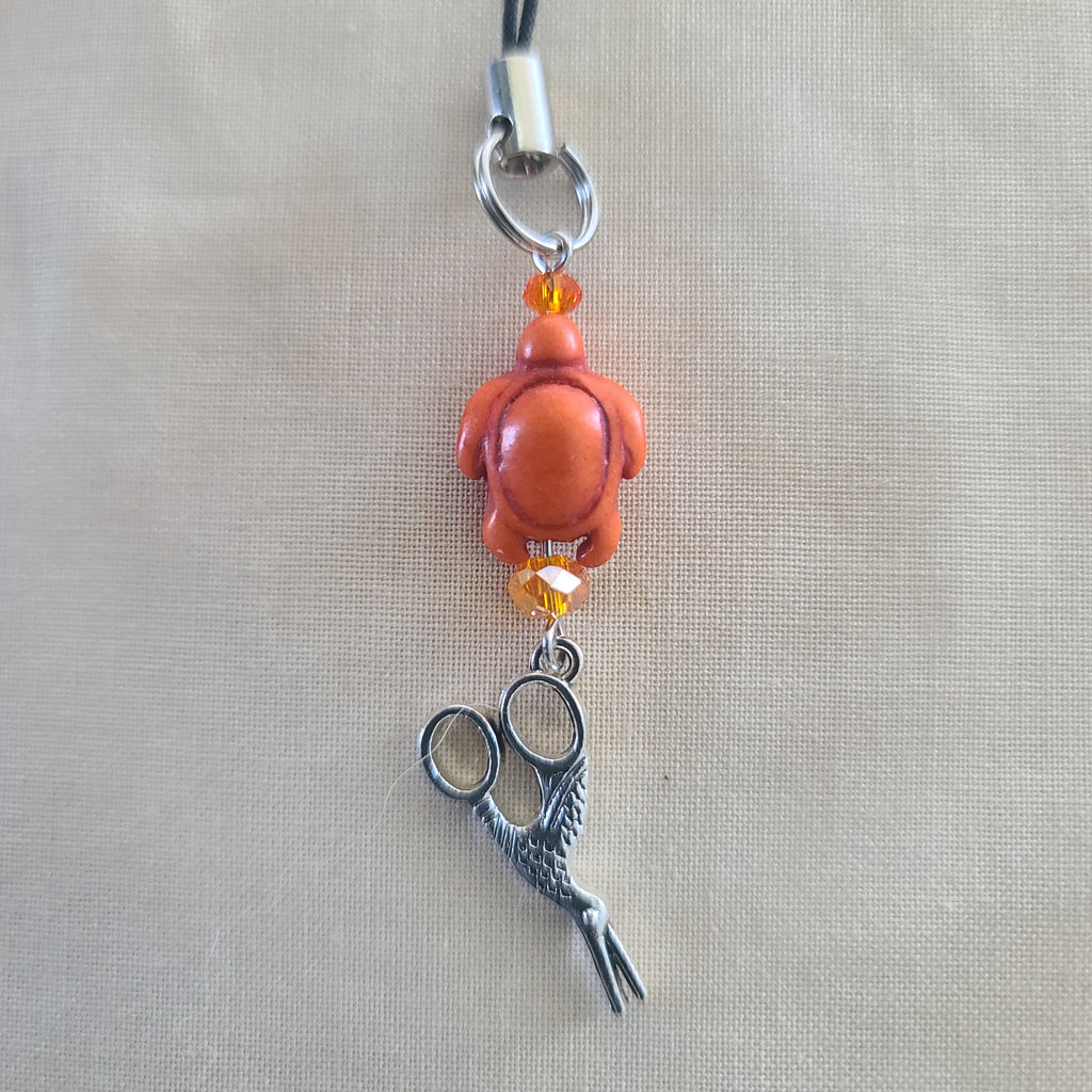 Scissor Charm - Orange Turtle