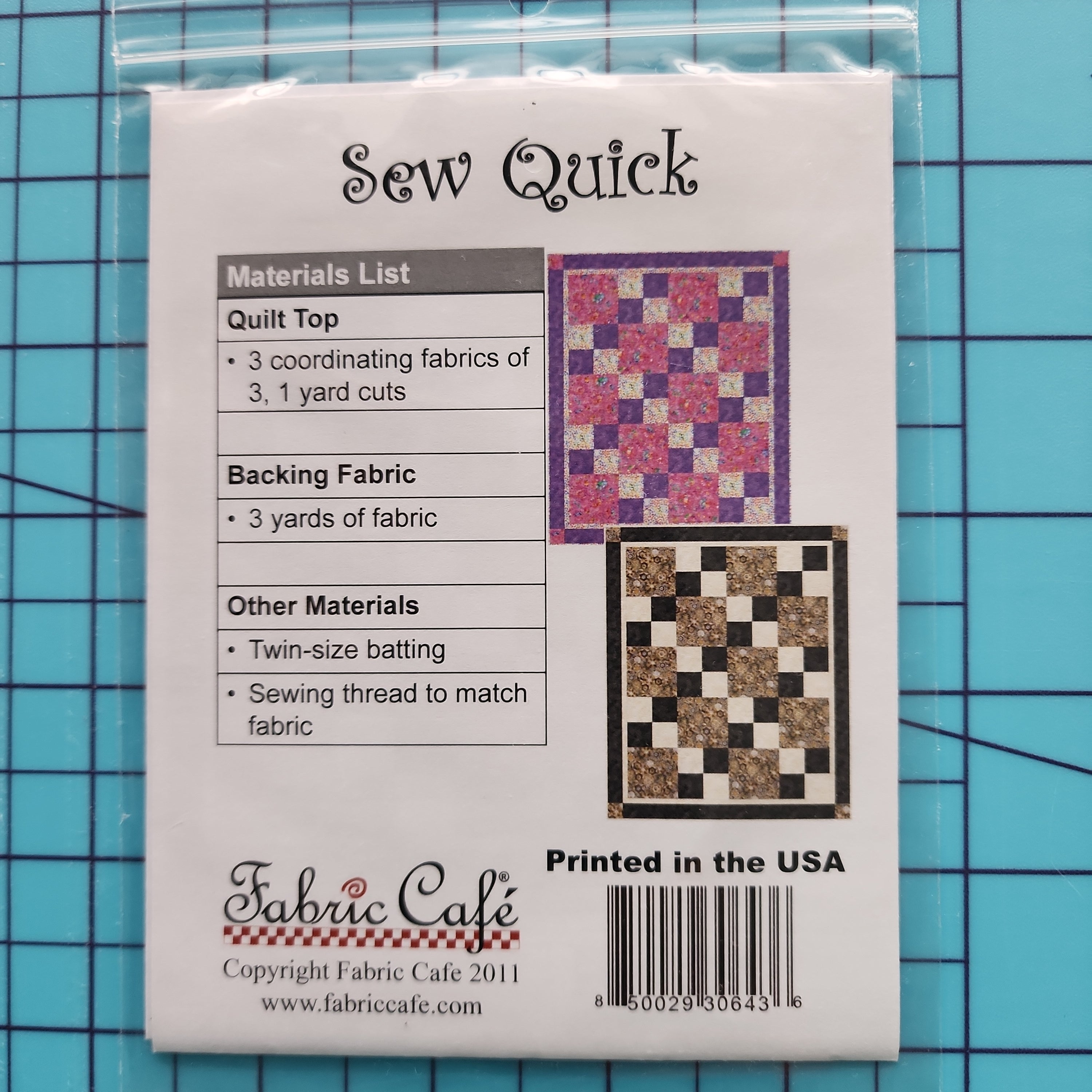 Fiber Café Fabric Cafe Sew Quick Pattern