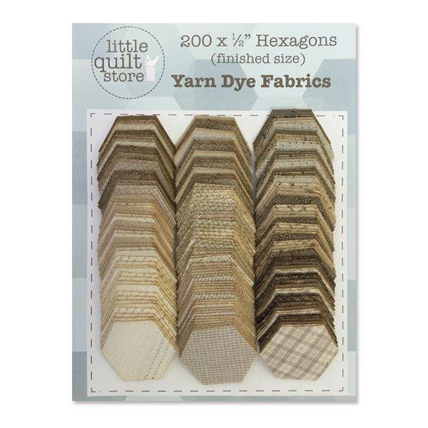 Fabric Hexagon - 1/2" laser cut - Japanese Yarn Dyed- neutrals