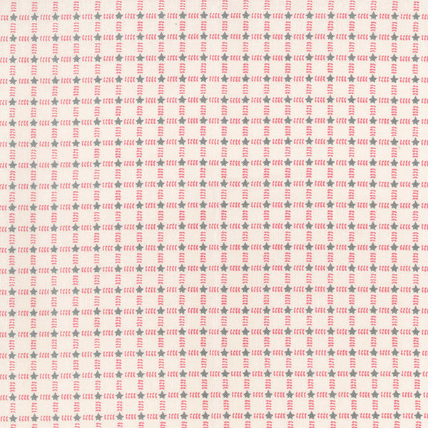 Winter Playground 31911-20 - white cotton with red plaid with stars at intersections