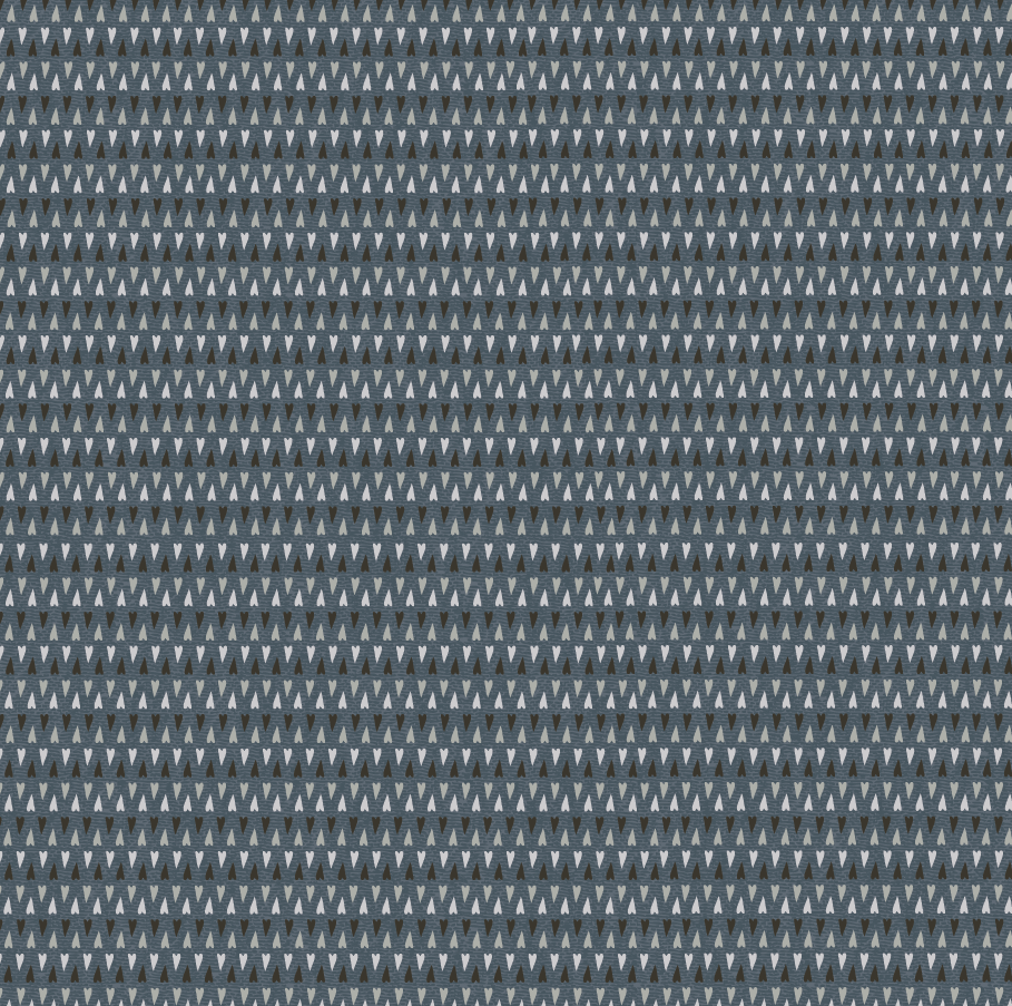 Peacock Manor 3324-002 - blue cotton fabric with tiny black and white hearts