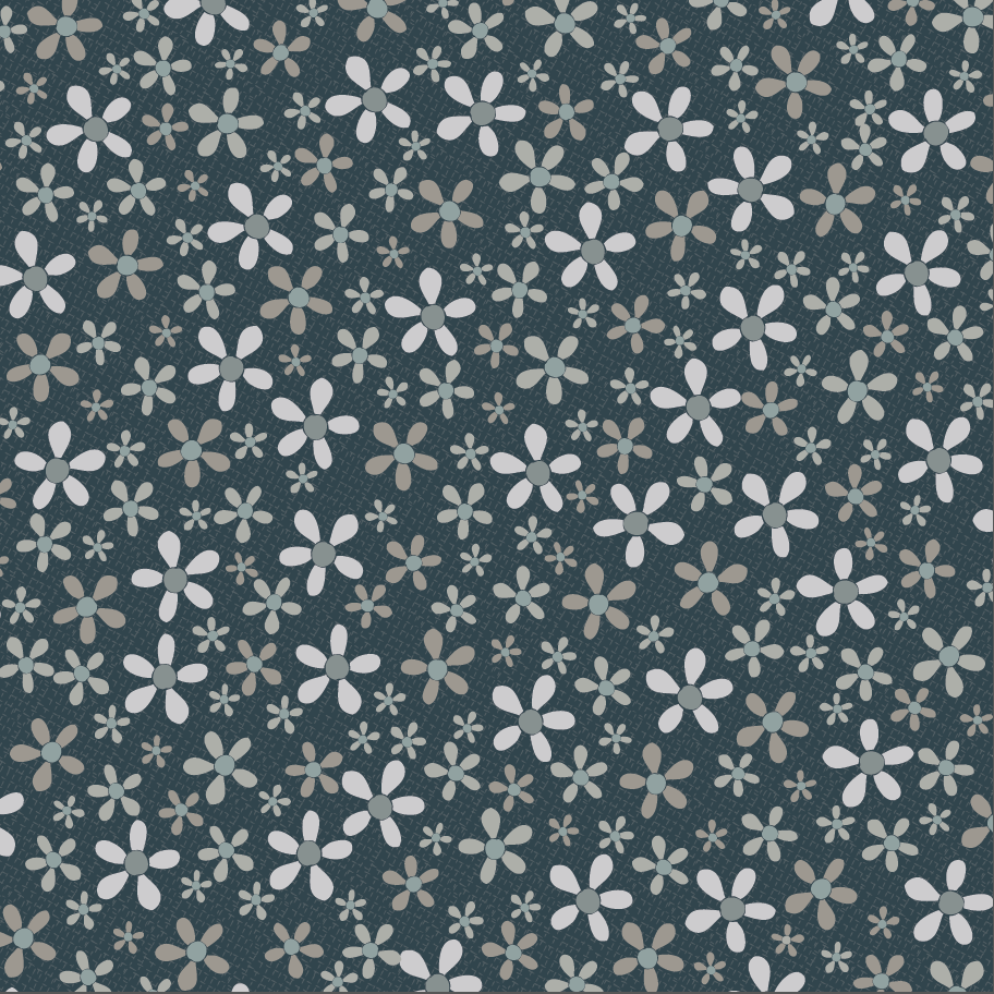 Peacock Manor 3327-002 - blue cotton fabric with white and tan daisies