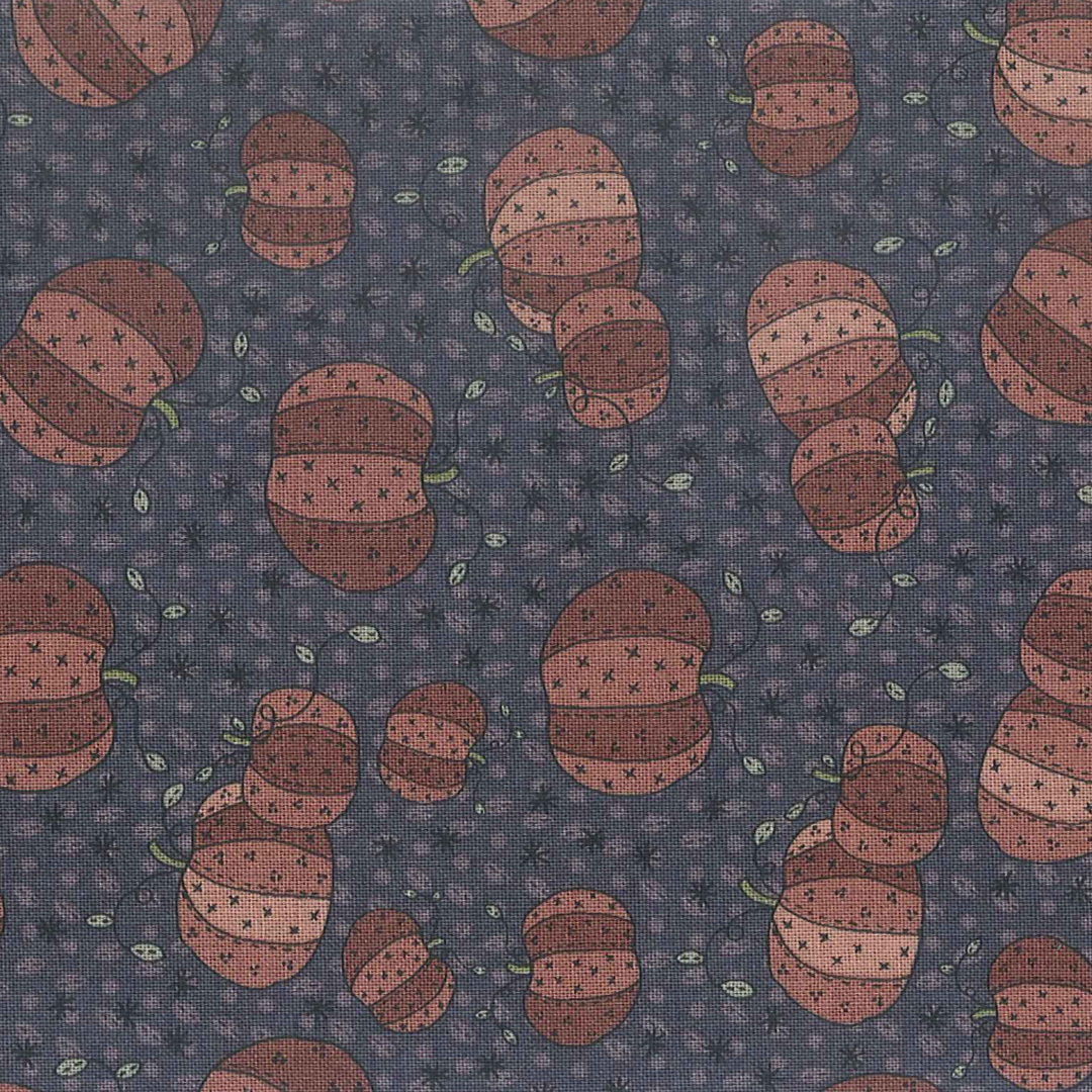Little Witchy Wonderland 3400-001 - purple cotton fabric with plump orange pumpkins