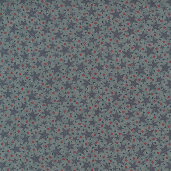 Ship to Shore 706904-70 Starfish - blue cotton with blue starfish, red dots and blue hearts