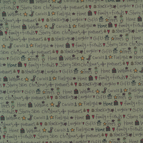 Scandinavian Christmas II - 706910-60 Writing - gray cotton fabric with black writing and small Christmas motifs