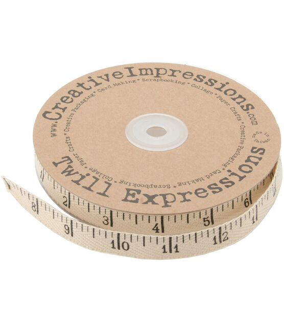 Antique Tape Measure Twill Ribbon White 80486