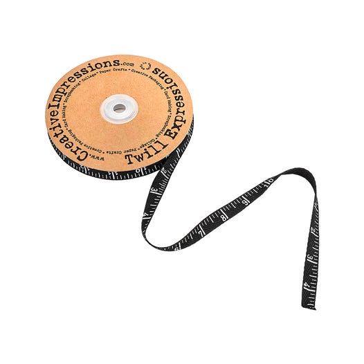 Antique Tape Measure Twill Ribbon Black/White 80487