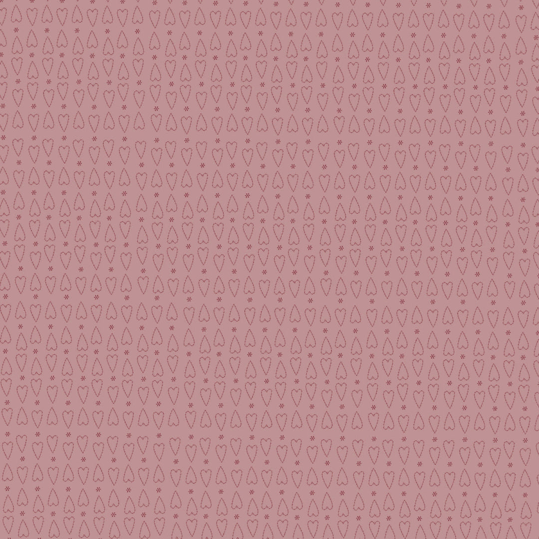 Corner of the Woods 80710-15 - Secret Hearts - mauve cotton fabric with small pink hearts 