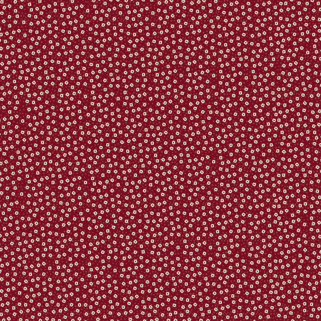 The Colour of Love 80790-10 - Wonky X's - red cotton with tiny white squares with red x's in the middle