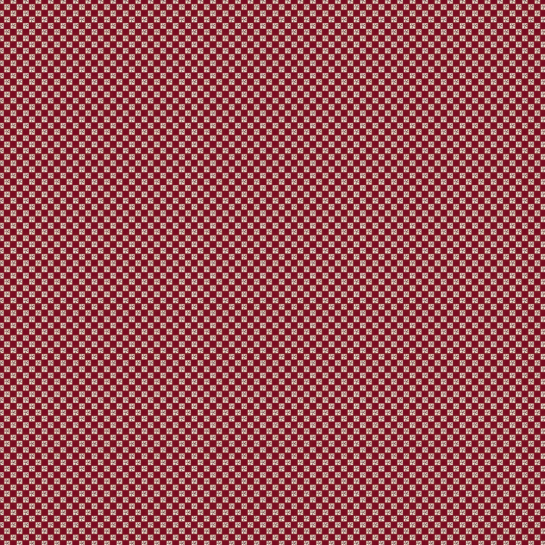 The Colour of Love 80790-3 - Checkers - red and ecru cotton check with red tiny daisy in ecru squares