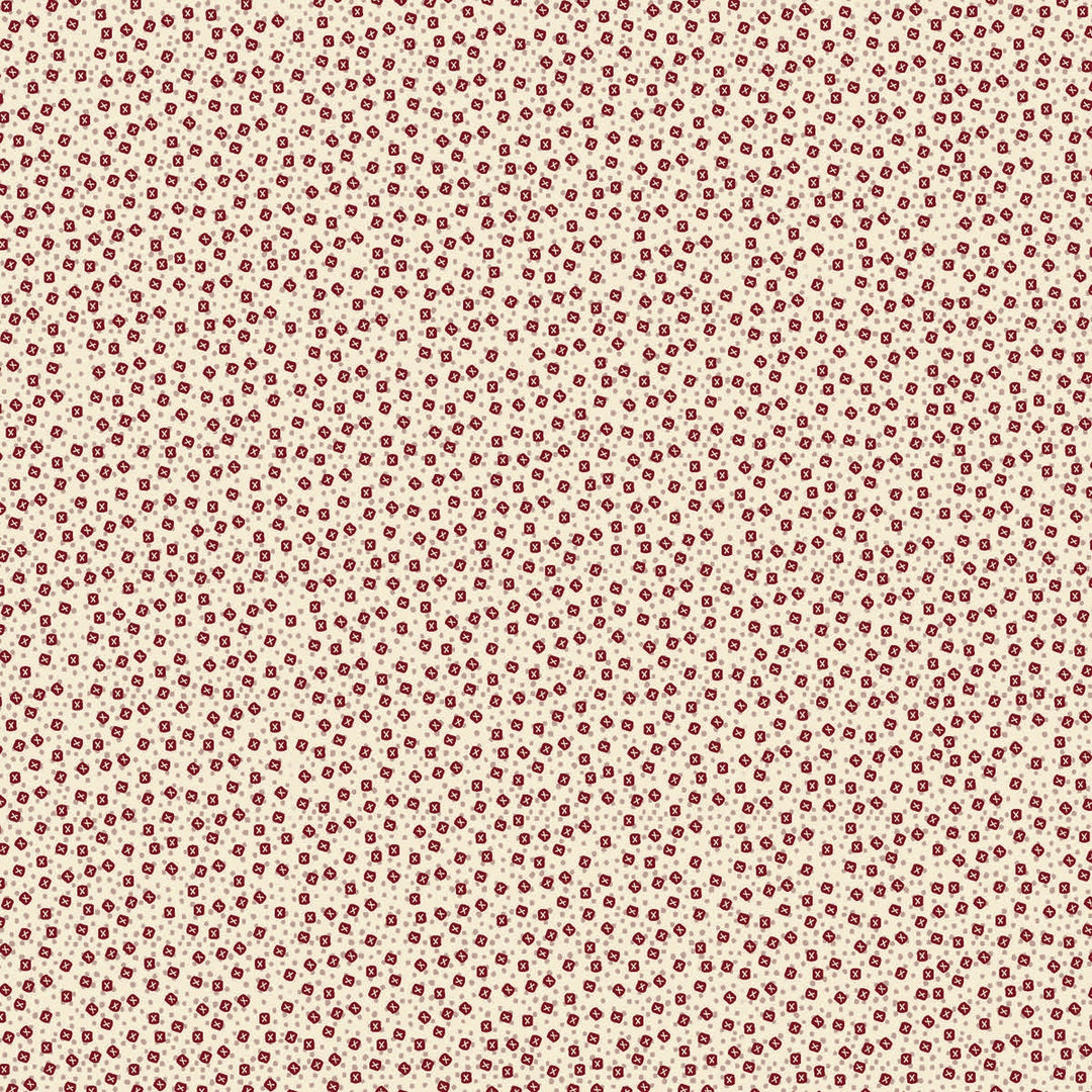 The Colour of Love 80790-9 - Wonky X's - cream cotton with tiny tan pindots and red blocks with cream x's