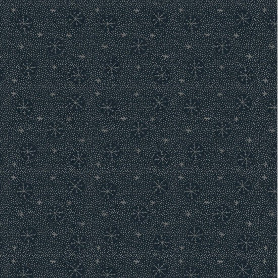 Hollyberry Christmas 81070-11 - black cotton fabric with white snow and snowflakes