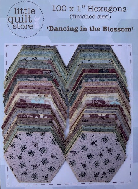 Fabric Hexagon - 1" laser cut - Dancing in the Blossoms