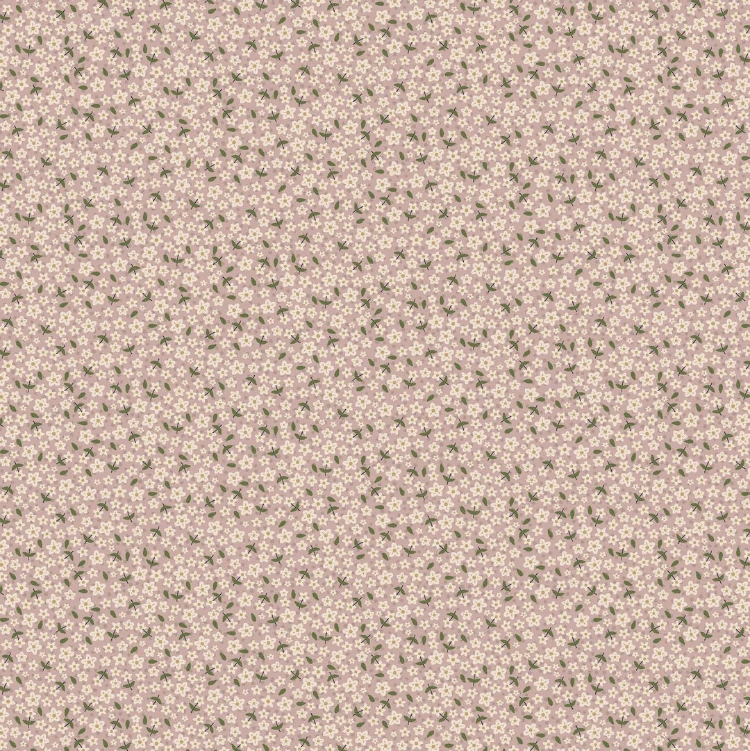 Garden Of Flowers 80870-10 - light pink cotton fabric with tiny white flowers and leaves