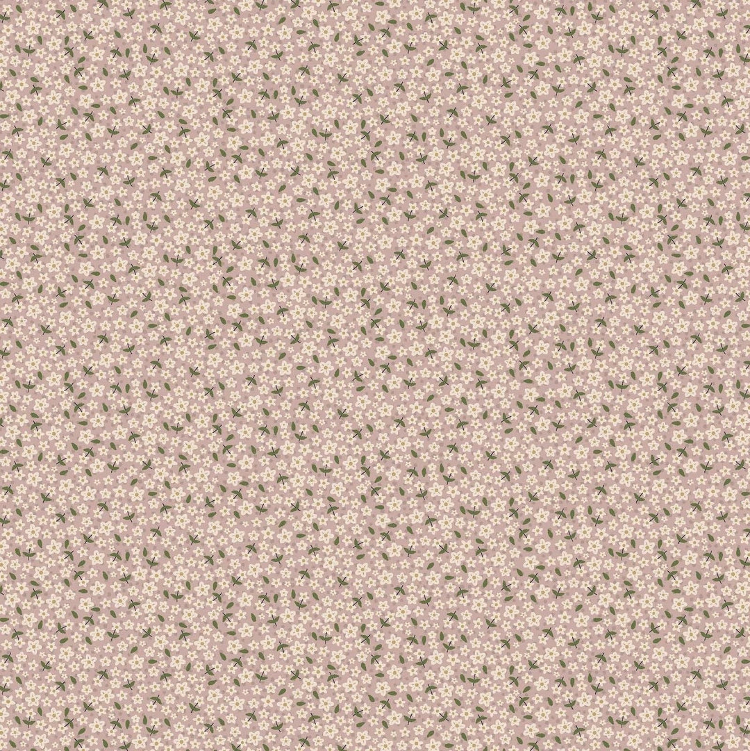 Garden Of Flowers 80870-10 - light pink cotton fabric with tiny white flowers and leaves