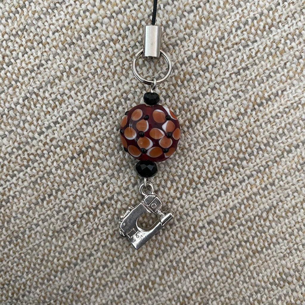 Scissor Charm - Brown Flower Bead