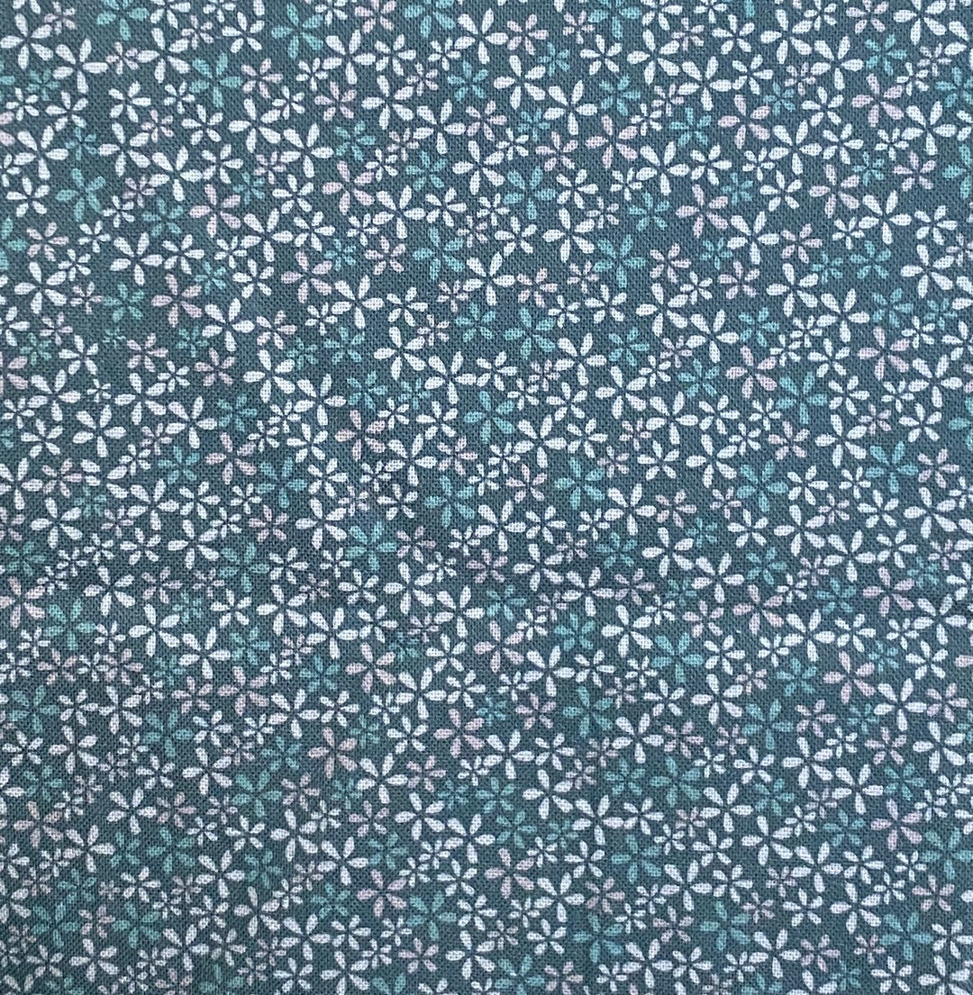 Sunshine After the Rain - 80530-3 - blue cotton with 3 sizes of white daisies, medium blue daisies and lavender large daisies