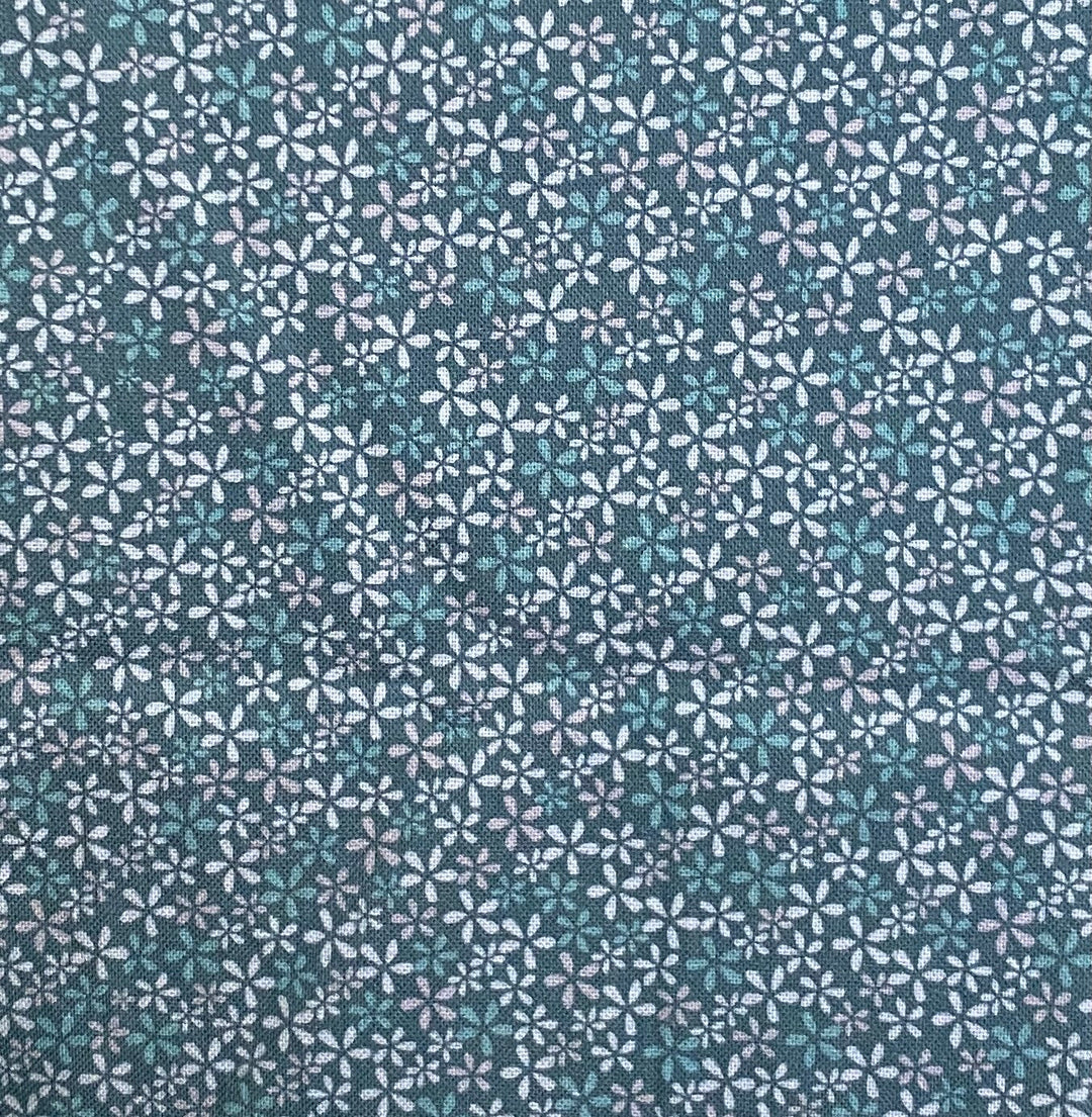 Sunshine After the Rain - 80530-3 - blue cotton with 3 sizes of white daisies, medium blue daisies and lavender large daisies