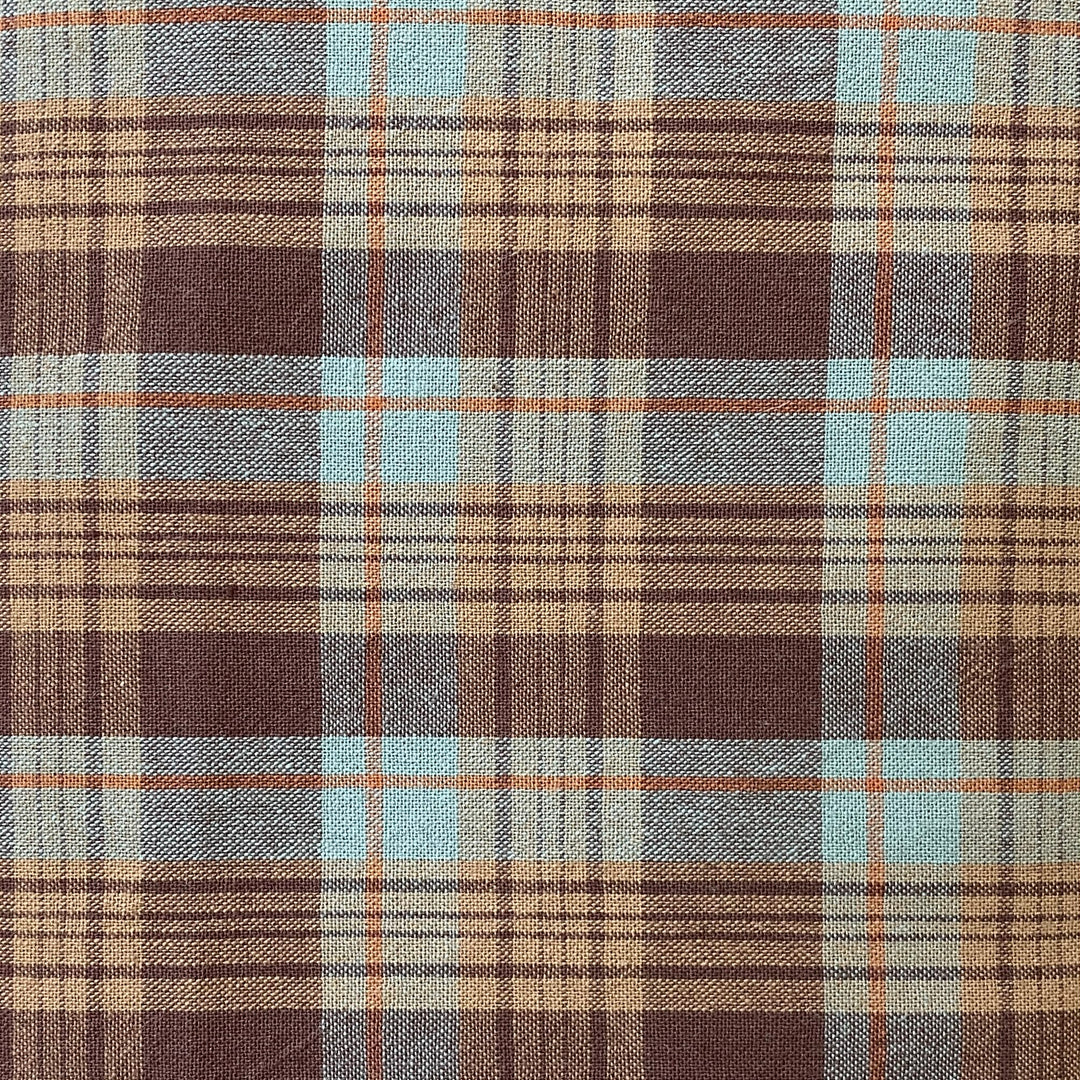 Yarn Dyed Woven - brown/aqua plaid -s254e