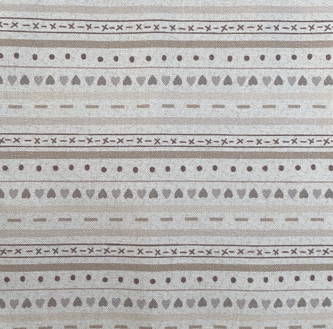 Peace and Joy 80620-21 Stripe - cream cotton fabric with tan, gray and ecru stripes