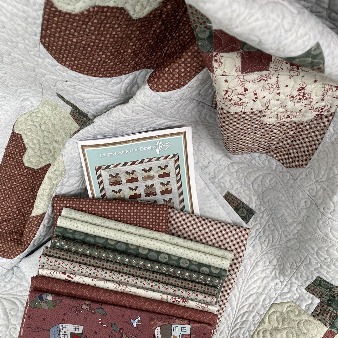 Plum Pudding - fabric kit with pattern - includes Peace and Joy and Bedrock Basics fabrics
