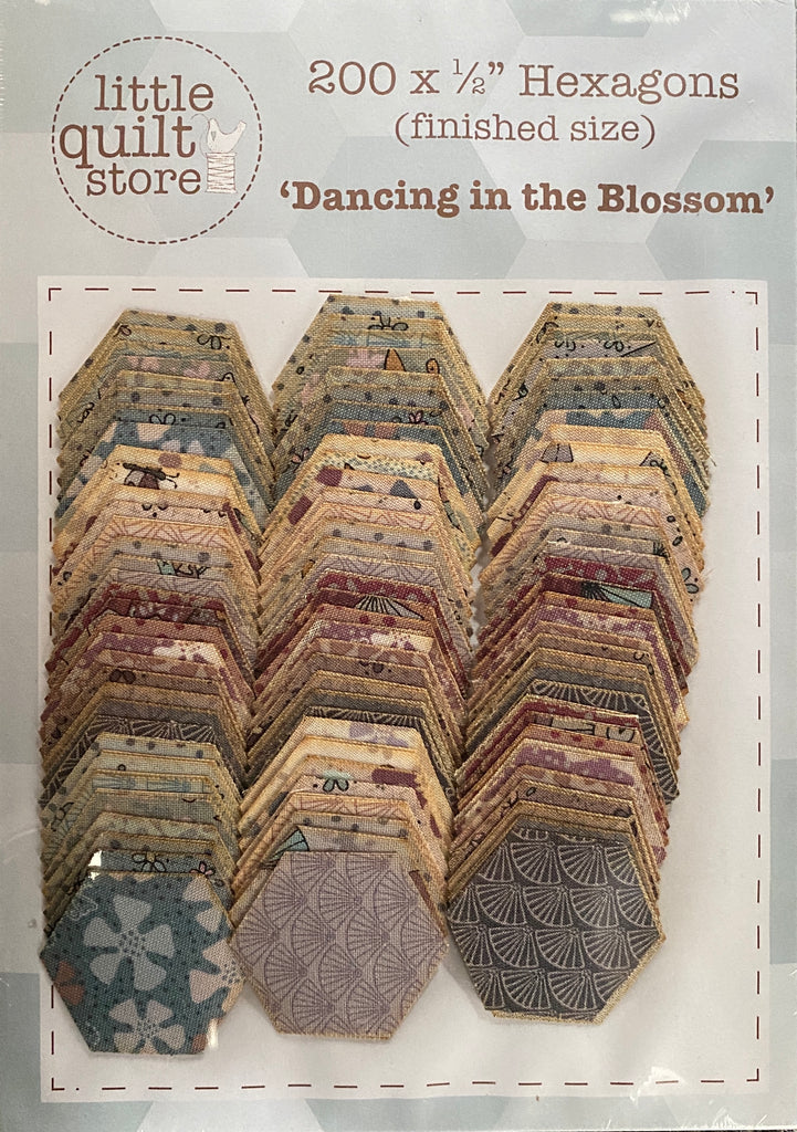 Fabric Hexagon - 1/2" laser cut - Dancing in the Blossom
