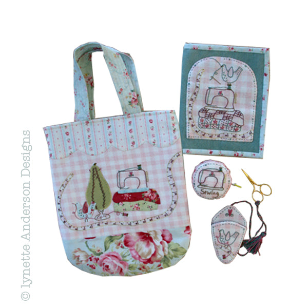 Happiness Is Bag, Needle case, Tape measure cover, and scissor case by Lynette Anderson