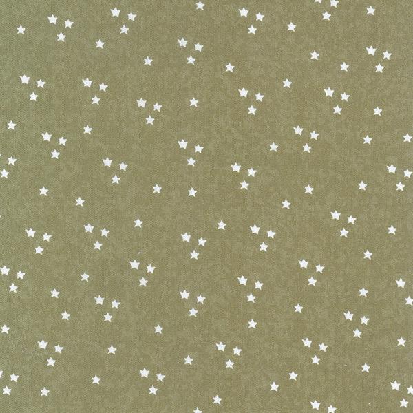Scandinavian Christmas II - 706913-60 Stars - olive green cotton fabric with white stars scattered over