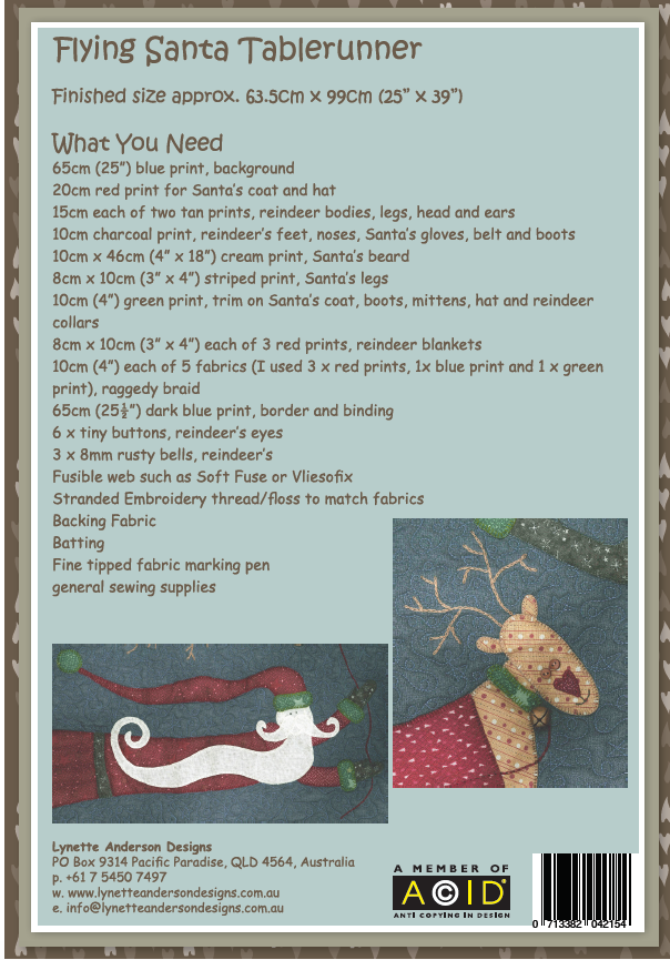 Flying Santa Tablerunner - downloadable pattern