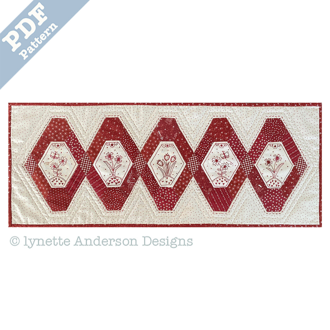 Redwork Posies Tablerunner by Lynette Anderson
