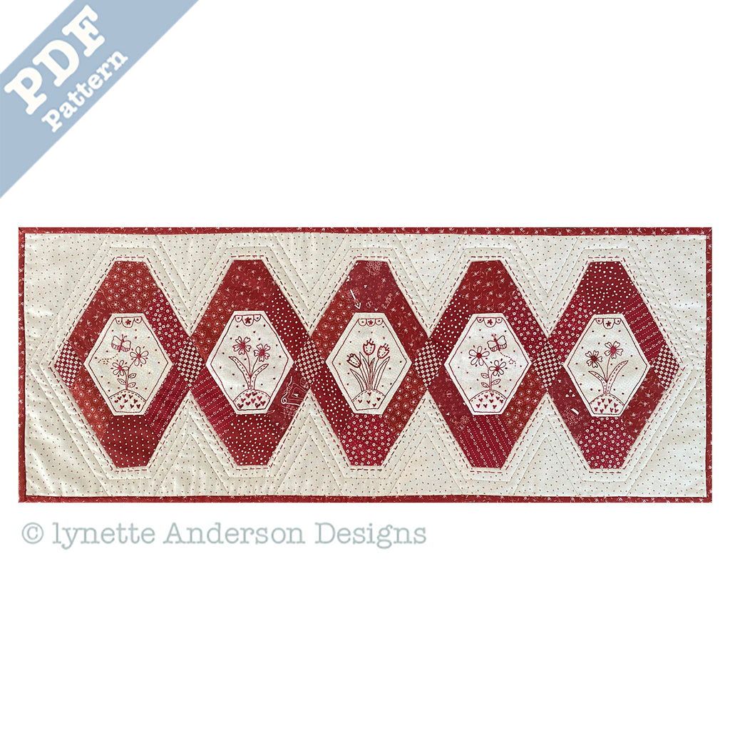 Redwork Posies Tablerunner - downloadable pattern