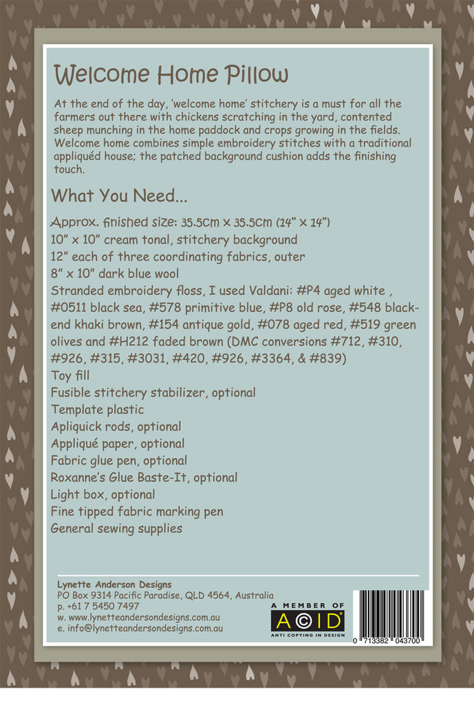 Welcome Home Pillow - downloadable pattern