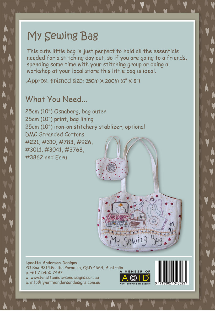 My Sewing Bag by Lynette Anderson Pattern Back
