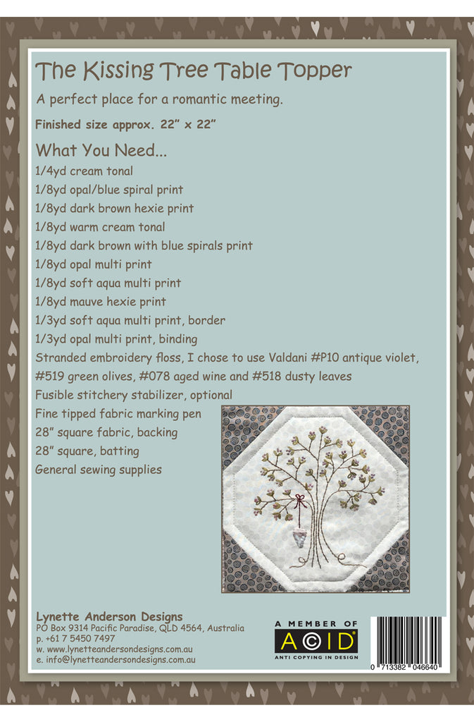 The Kissing Tree Table Topper - pattern