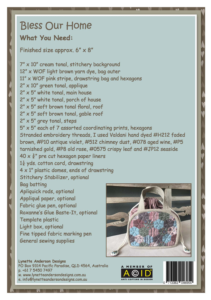 Bless our Home Drawstring Bag - kit