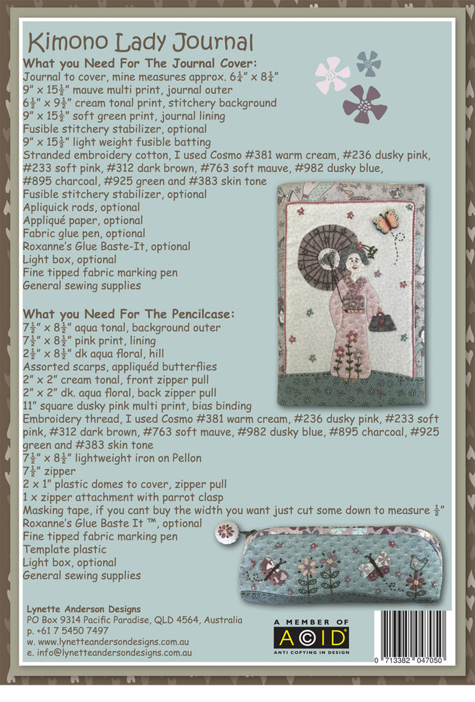 Kimono Lady Journal and Pencil Case - Downloadable pattern