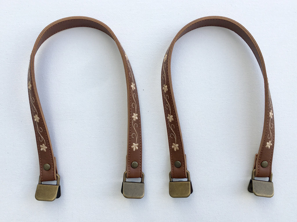 Bag Handles - faux leather Brown - 40cm