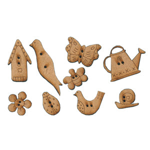 Love to Garden Button Pack - wood etched buttons
