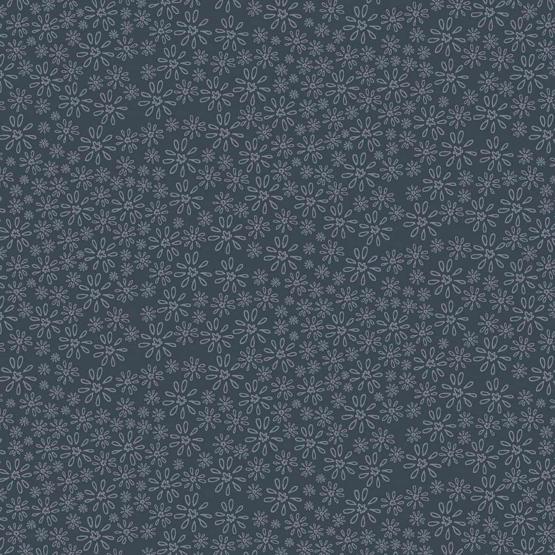 Garden Of Flowers 80870-18 - navy blue cotton fabric with tone-on-tone daisies