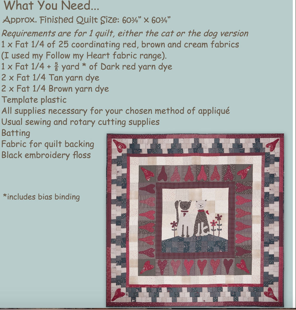 Hearts and Paws Quilt by Lynette Anderson Pattern Back