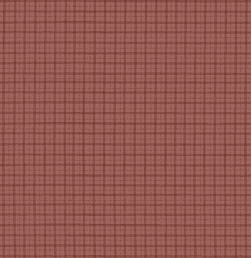 Spiced Pumpkin 2329-001 - rust cotton fabric with tone-on-tone grid