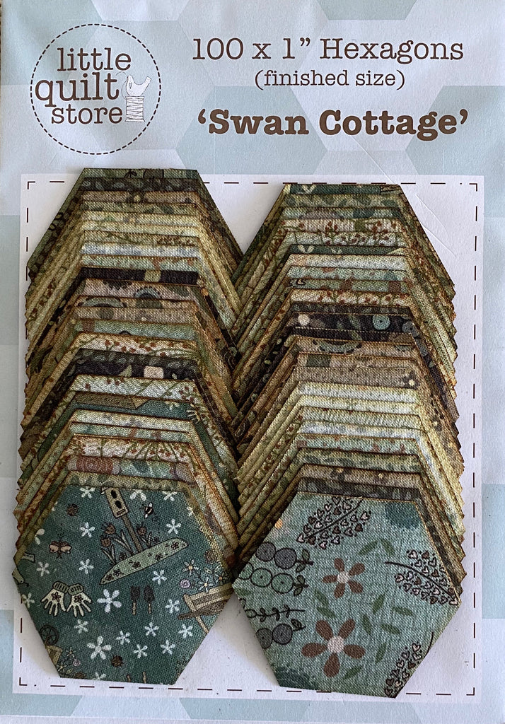 Fabric Hexagon - 1" laser cut - Swan Cottage