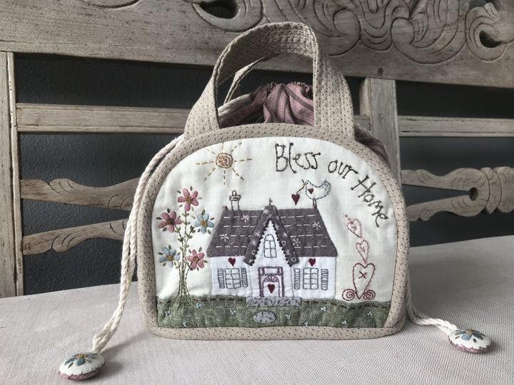 Bless Our Home Drawstring Bag by Lynette Anderson