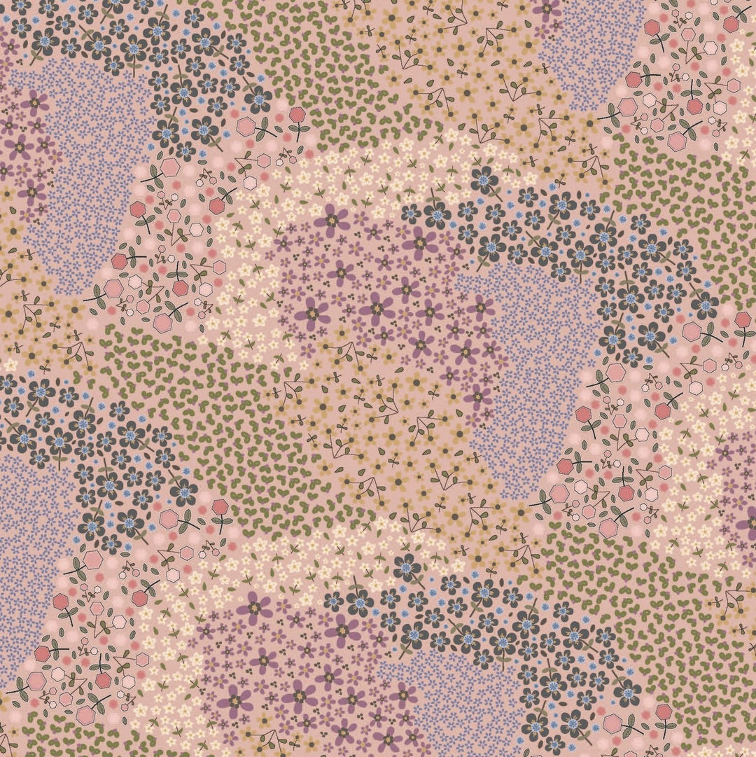 Garden Of Flowers 80870-24 - light pink background cotton fabric with various tiny flowers scattered all over