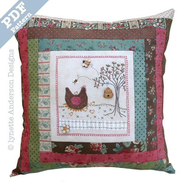 Nora's Hens Pillow - downloadable pattern