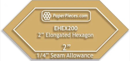 1" x 2" Elongated Hexagon Acrylic Template